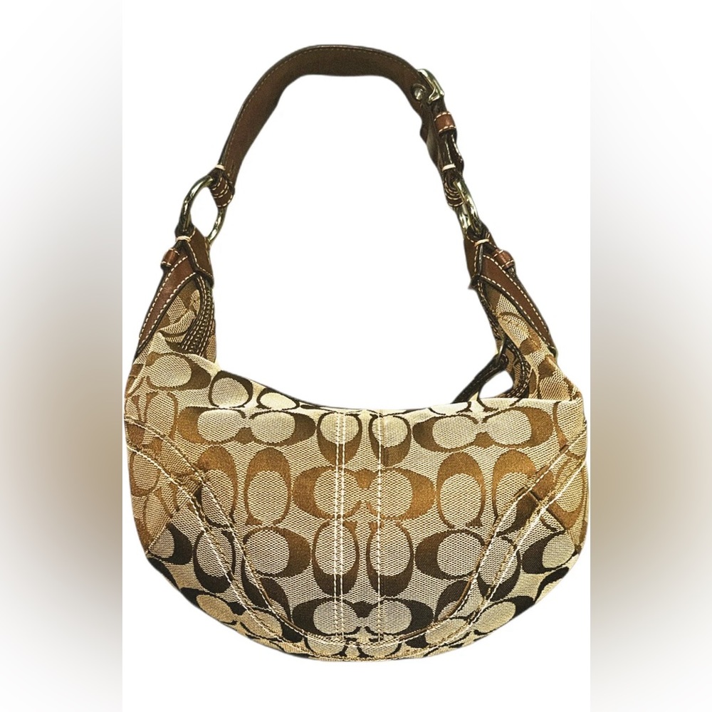 Coach Signature 10073 Hobo Shoulder Handbag Brown Logo Purse Y2K